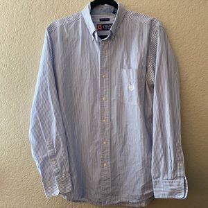 3/$15! Chaps Easy Care Men’s Blue/White Stripe Button Down Dress Shirt